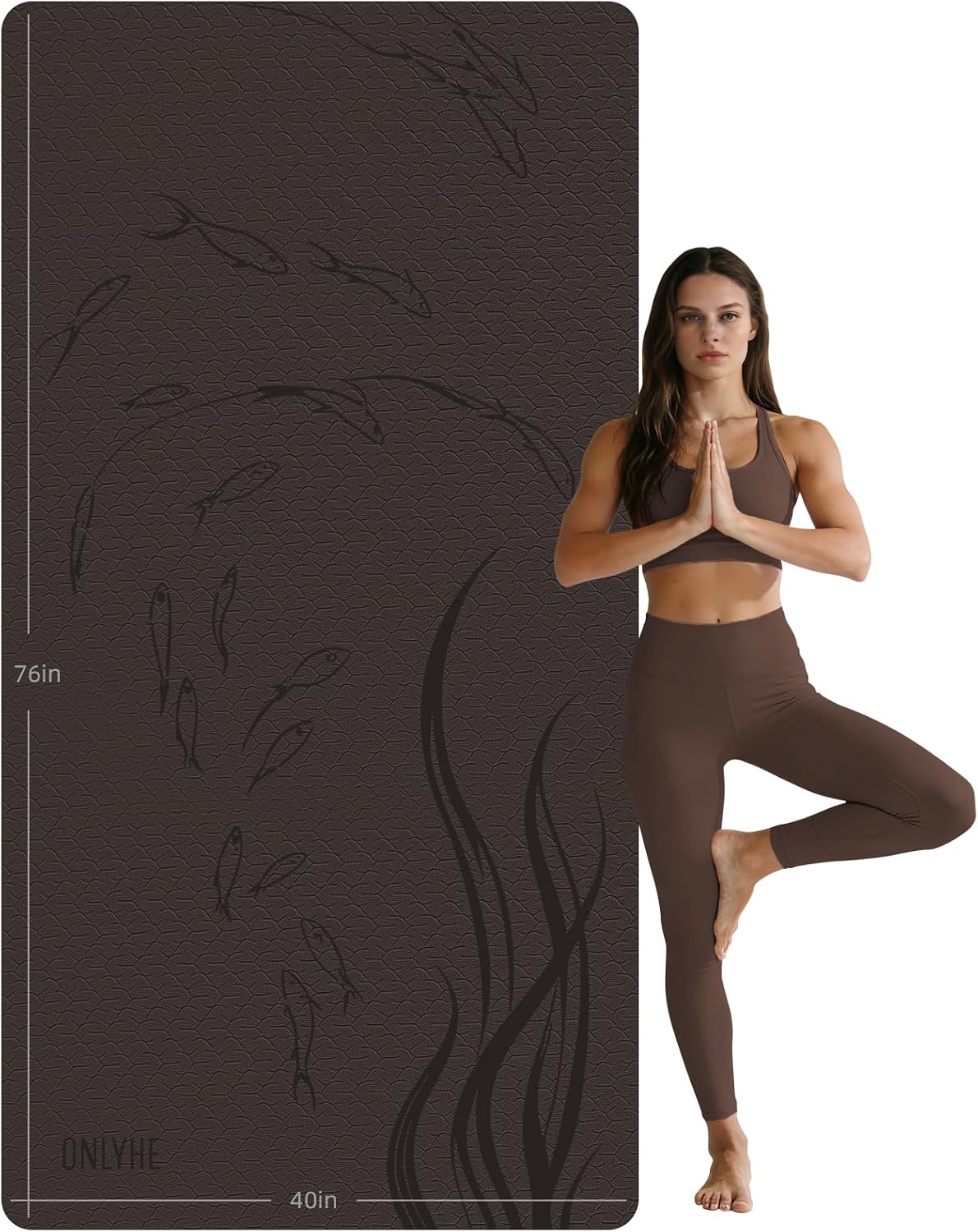 Extra Wide Yoga Mat 76"x40"x10mm TPE Non-Slip Fitness Exercise Mat