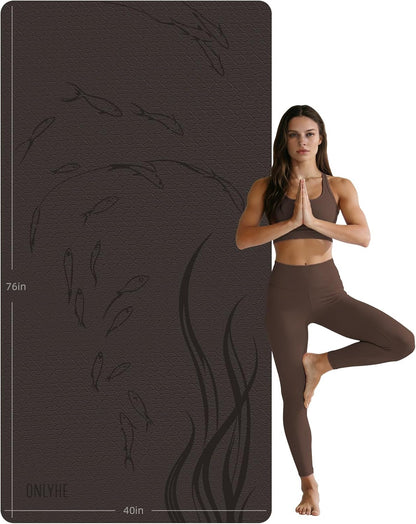 Extra Wide Yoga Mat 76"x40"x10mm TPE Non-Slip Fitness Exercise Mat