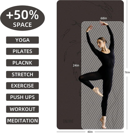 Extra Wide Yoga Mat 76"x40"x10mm TPE Non-Slip Fitness Exercise Mat