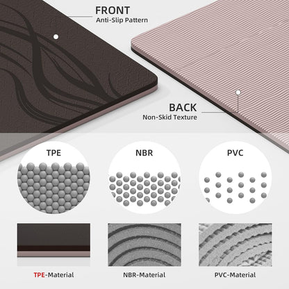 Extra Wide Yoga Mat 76"x40"x10mm TPE Non-Slip Fitness Exercise Mat