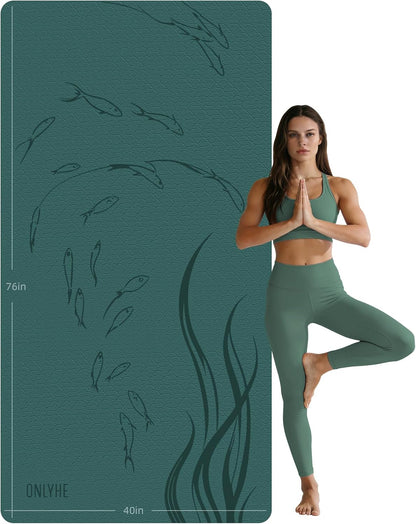 Extra Wide Yoga Mat 76"x40"x10mm TPE Non-Slip Fitness Exercise Mat
