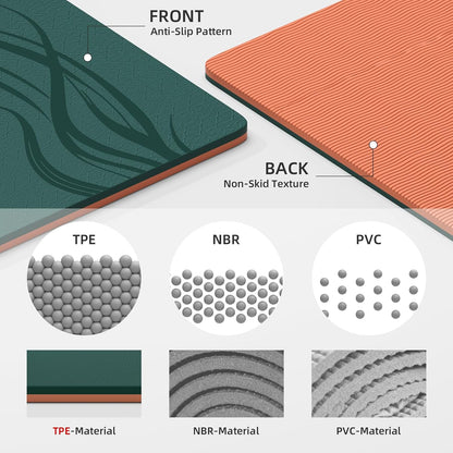 Extra Wide Yoga Mat 76"x40"x10mm TPE Non-Slip Fitness Exercise Mat