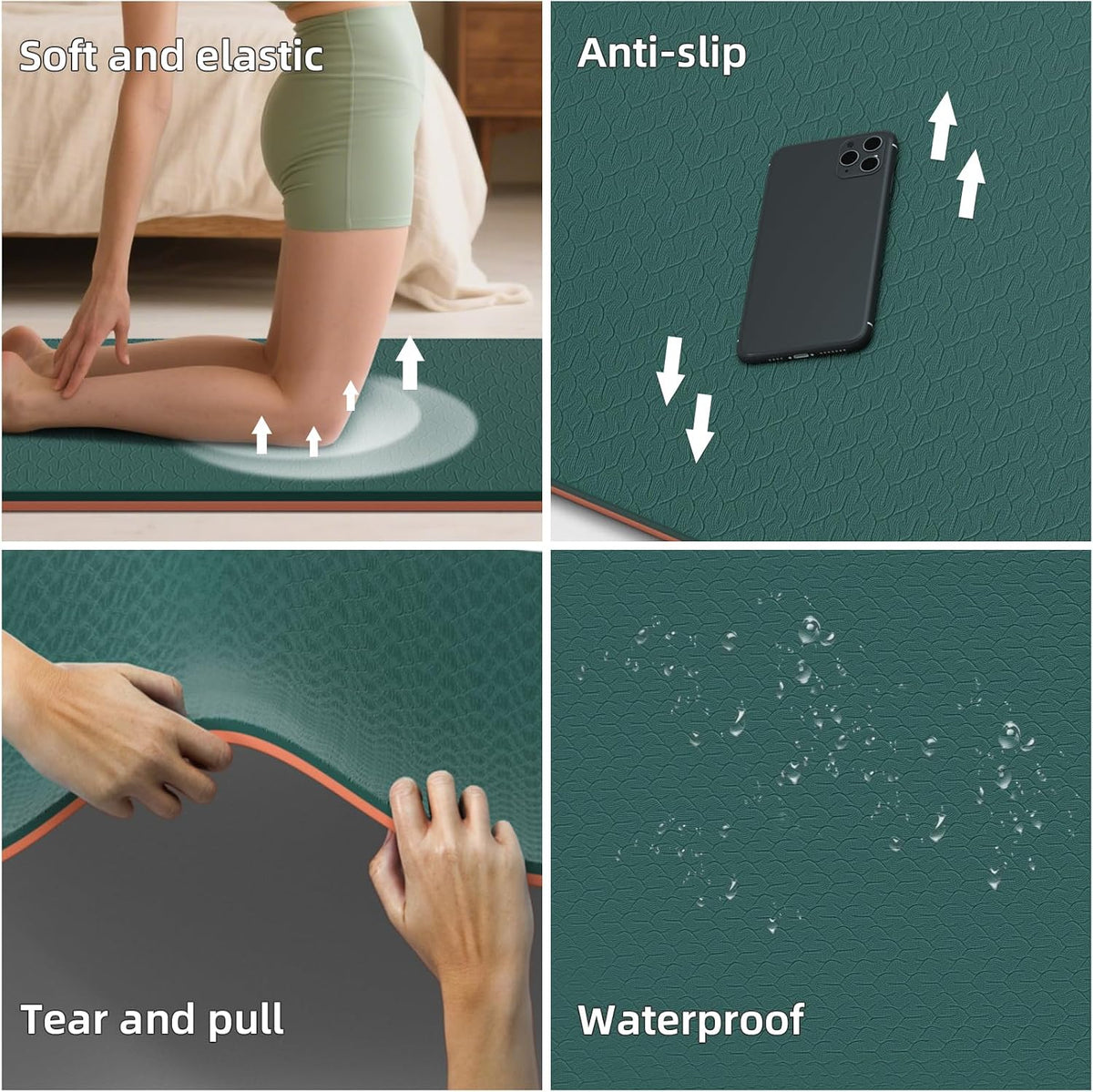 Extra Wide Yoga Mat 76"x40"x10mm TPE Non-Slip Fitness Exercise Mat
