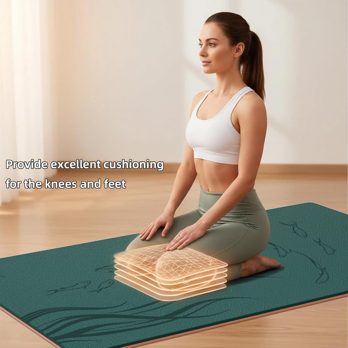 Extra Wide Yoga Mat 76"x40"x10mm TPE Non-Slip Fitness Exercise Mat