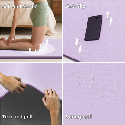 Extra Wide Yoga Mat 76"x40"x10mm TPE Non-Slip Fitness Exercise Mat