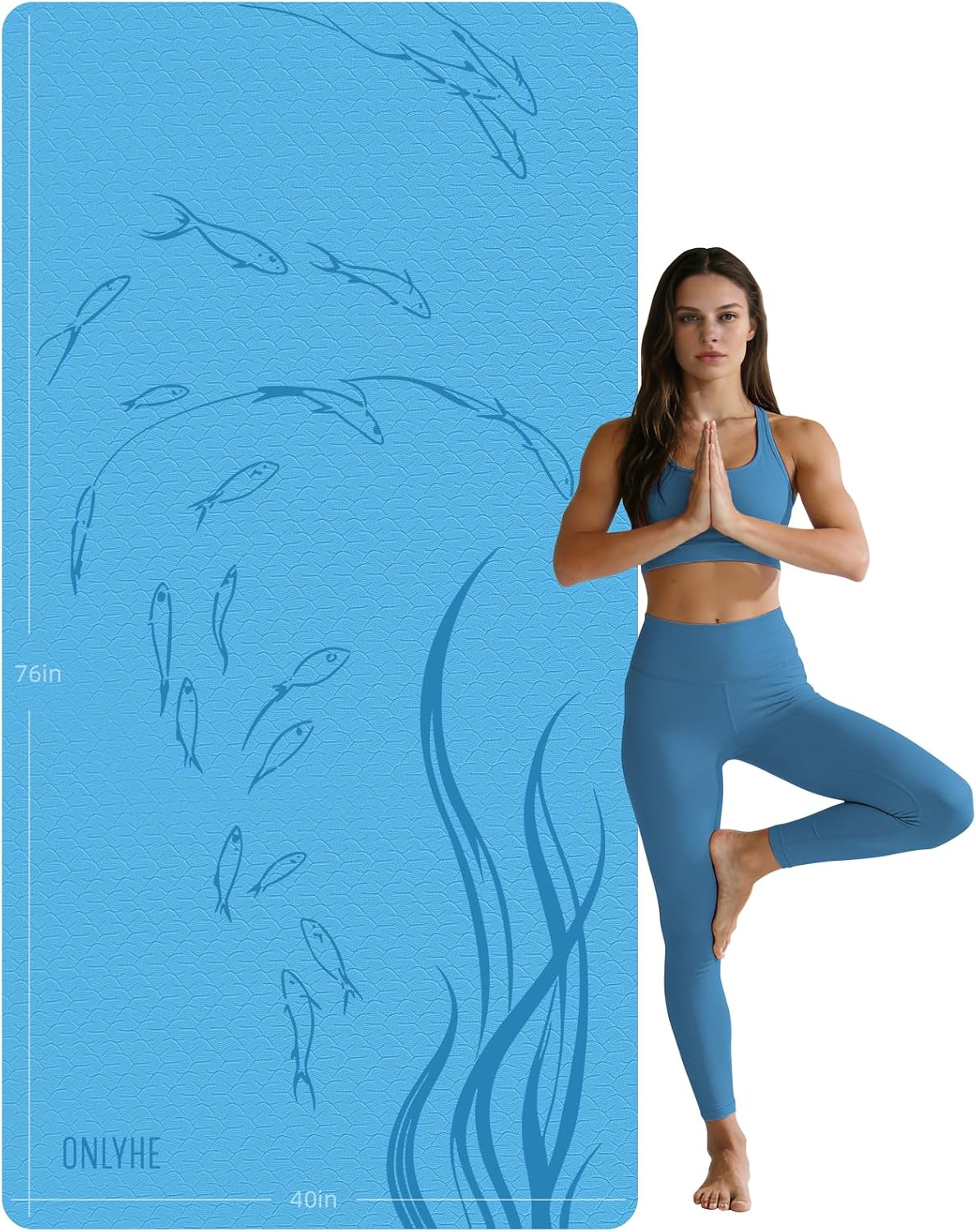 Extra Wide Yoga Mat 76"x40"x10mm TPE Non-Slip Fitness Exercise Mat