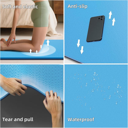 Extra Wide Yoga Mat 76"x40"x10mm TPE Non-Slip Fitness Exercise Mat