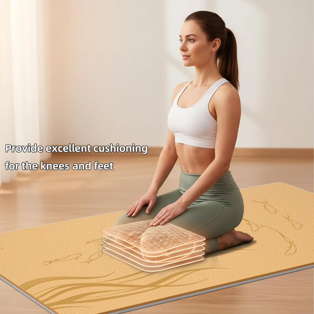 Extra Wide Yoga Mat 76"x40"x10mm TPE Non-Slip Fitness Exercise Mat