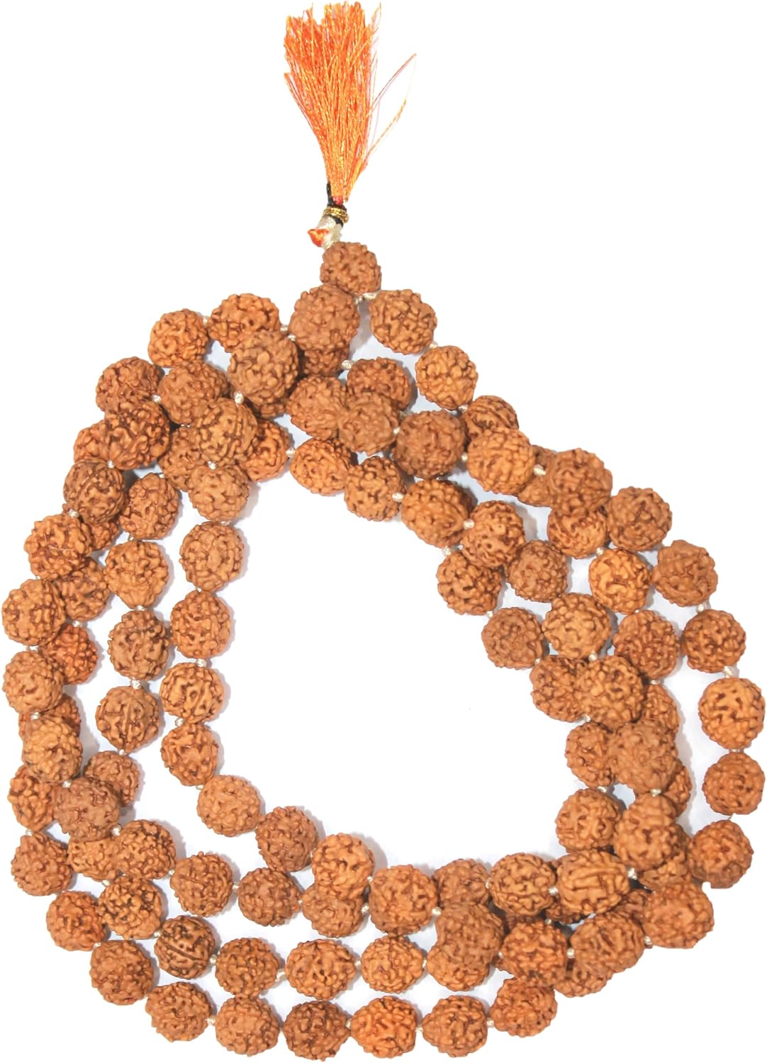IS4A Nepali 5 Mukhi Rudraksha Mala (108+1 Beads) with Authentication Certificate | Natural Brown Round Beads | Japa & Wearing Mala | 9.6 mm Approx, 55g | Spiritual Meditation Necklace