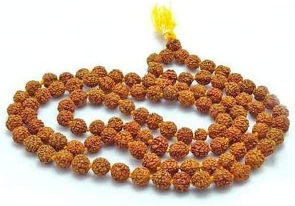 IS4A Nepali 5 Mukhi Rudraksha Mala (108+1 Beads) with Authentication Certificate | Natural Brown Round Beads | Japa & Wearing Mala | 9.6 mm Approx, 55g | Spiritual Meditation Necklace