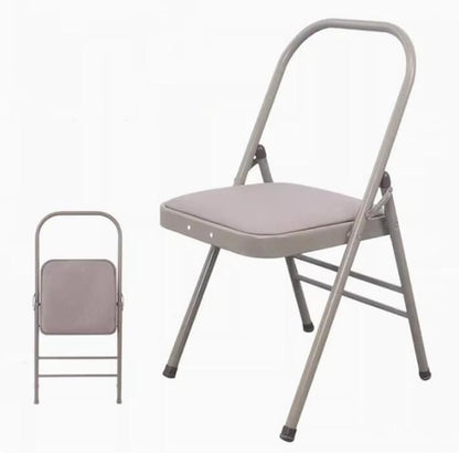Yoga Auxiliary Chair Backless Yoga Chair Iyengar Yoga Chair Portable Folding Yoga Chair with Non-Slip Feet Covers Double Beam Design