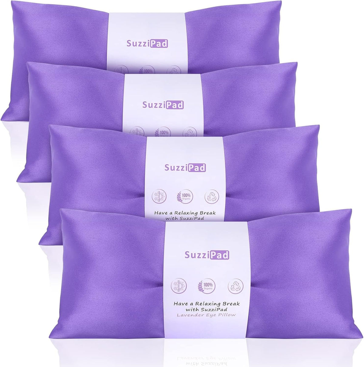 Hot & Cold Lavender Eye Pillows for Relaxing, Purple, 4 Packs