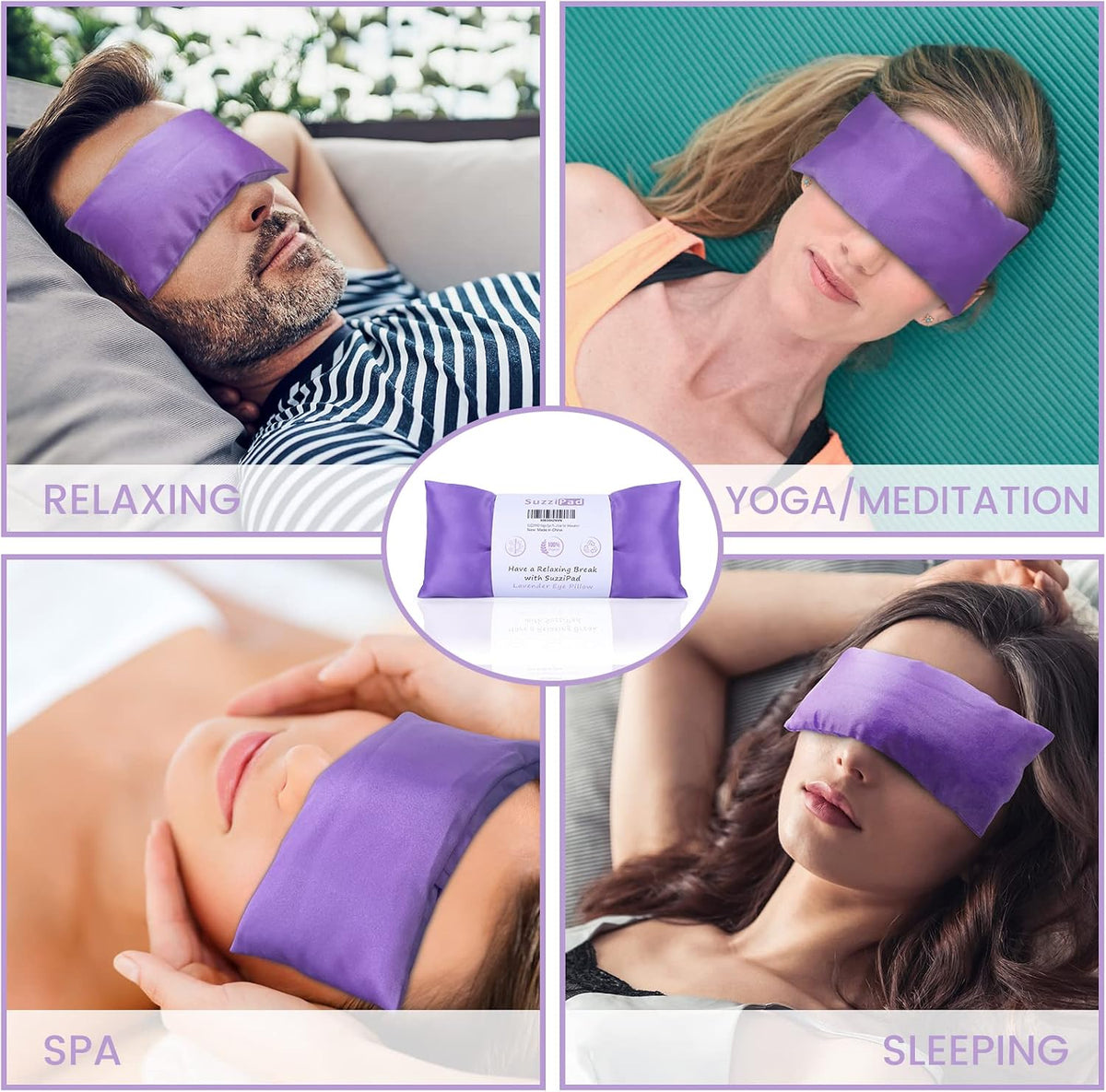 Hot & Cold Lavender Eye Pillows for Relaxing, Purple, 4 Packs