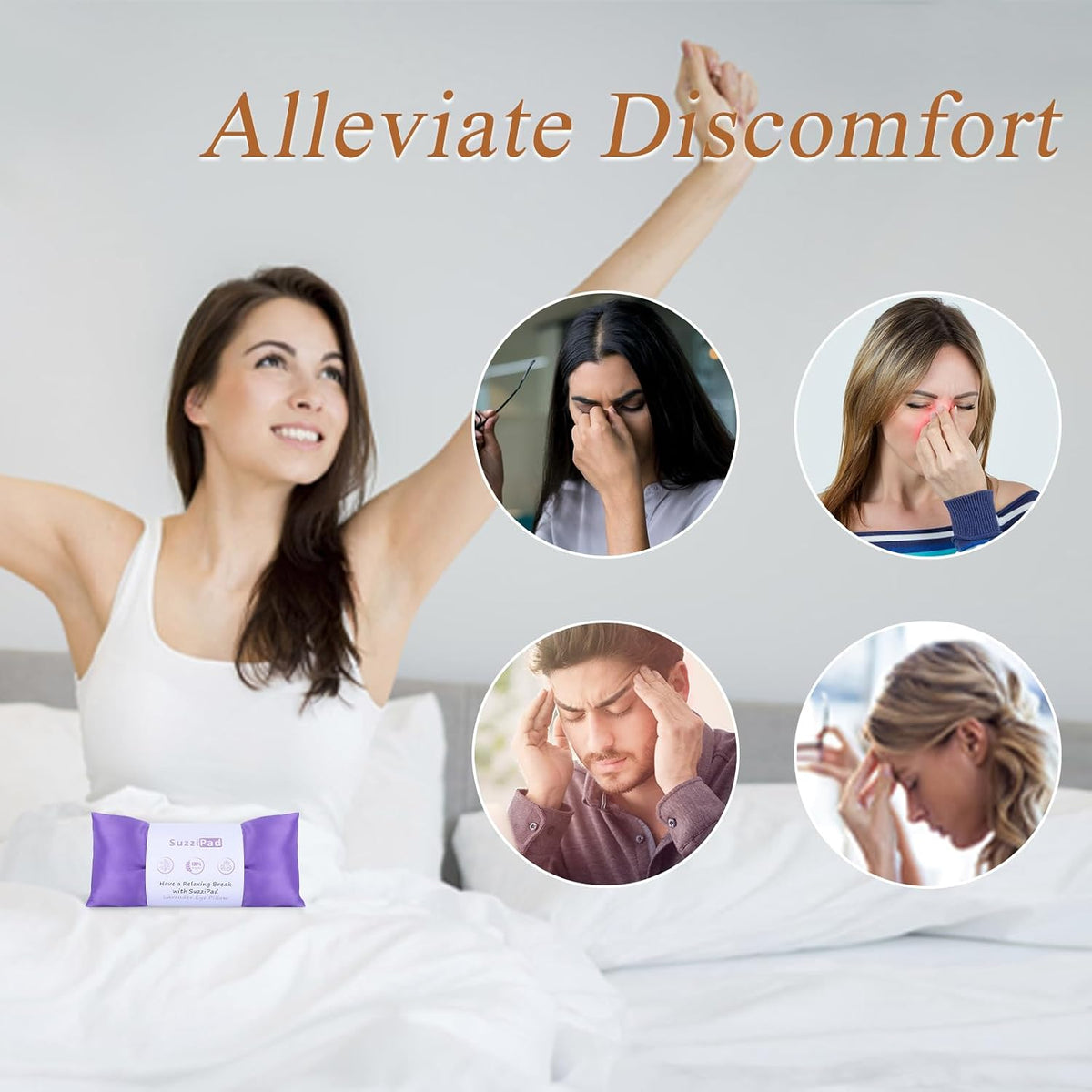 Hot & Cold Lavender Eye Pillows for Relaxing, Purple, 4 Packs