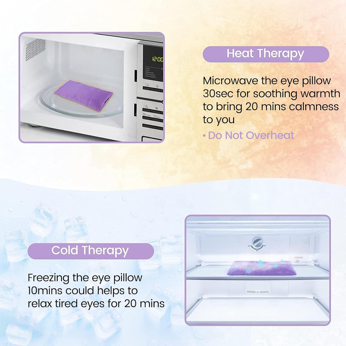 Hot & Cold Lavender Eye Pillows for Relaxing, Purple, 4 Packs
