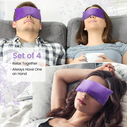 Hot & Cold Lavender Eye Pillows for Relaxing, Purple, 4 Packs