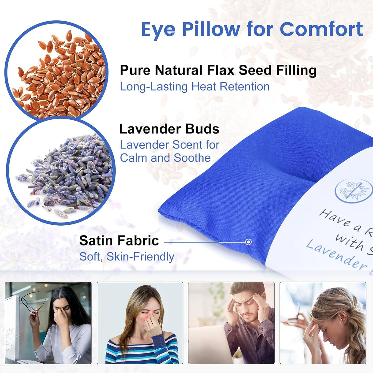 Hot & Cold Lavender Eye Pillows for Relaxing, Purple, 4 Packs