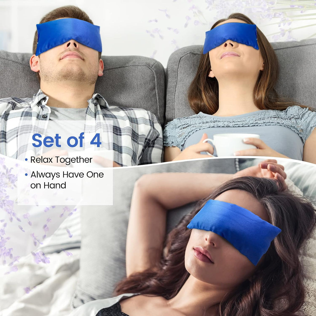 Hot & Cold Lavender Eye Pillows for Relaxing, Purple, 4 Packs