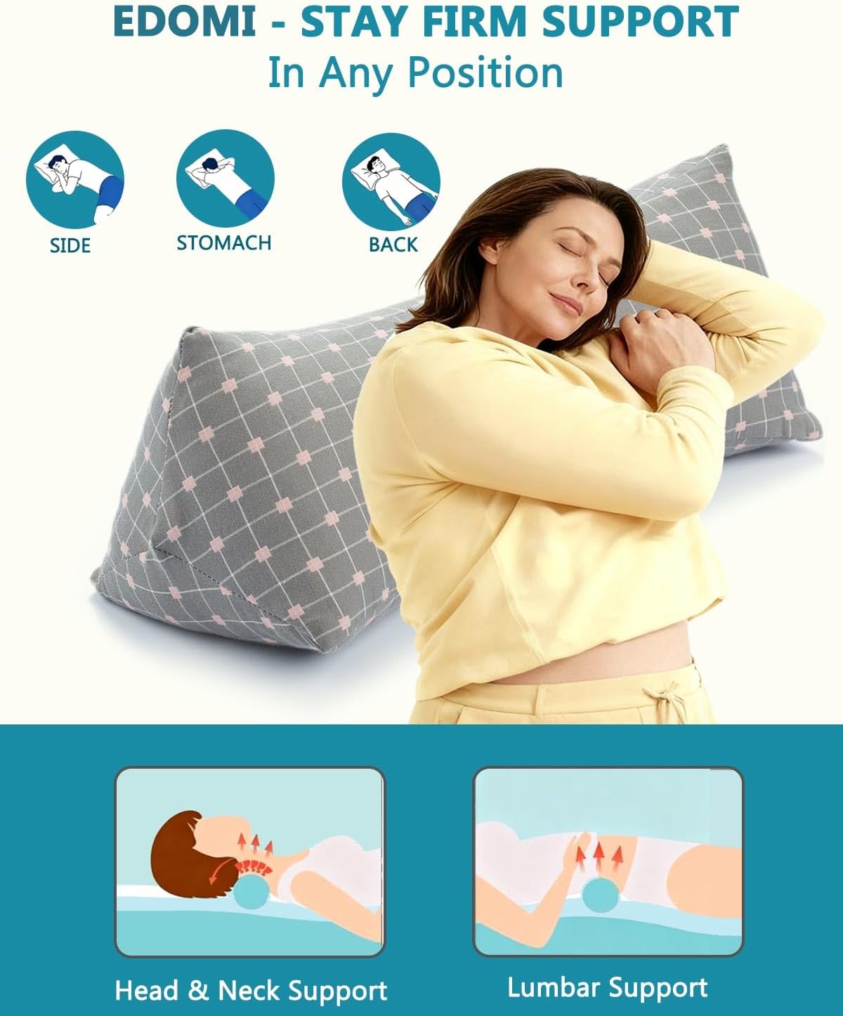 Cervical Buckwheat Roll Pillow for Sleeping,15.7"x5.9" Buckwheat Hulls Pillows Filling, Triangle Pillow for Neck Support Yoga Bolster, Adjustable Fill for Neck Pain Relief,Gray