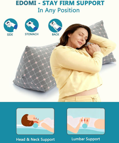 Cervical Buckwheat Roll Pillow for Sleeping,15.7"x5.9" Buckwheat Hulls Pillows Filling, Triangle Pillow for Neck Support Yoga Bolster, Adjustable Fill for Neck Pain Relief,Gray