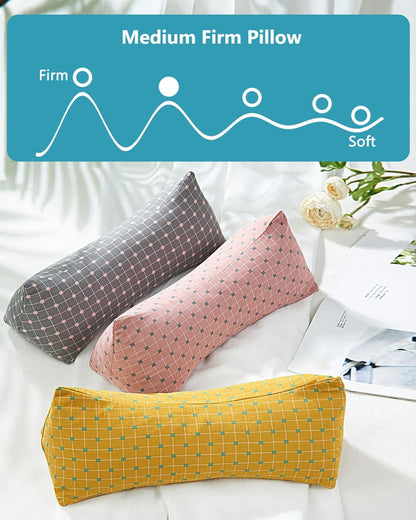 Cervical Buckwheat Roll Pillow for Sleeping,15.7"x5.9" Buckwheat Hulls Pillows Filling, Triangle Pillow for Neck Support Yoga Bolster, Adjustable Fill for Neck Pain Relief,Gray