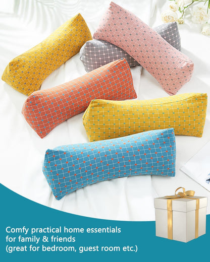 Cervical Buckwheat Roll Pillow for Sleeping,15.7"x5.9" Buckwheat Hulls Pillows Filling, Triangle Pillow for Neck Support Yoga Bolster, Adjustable Fill for Neck Pain Relief,Gray