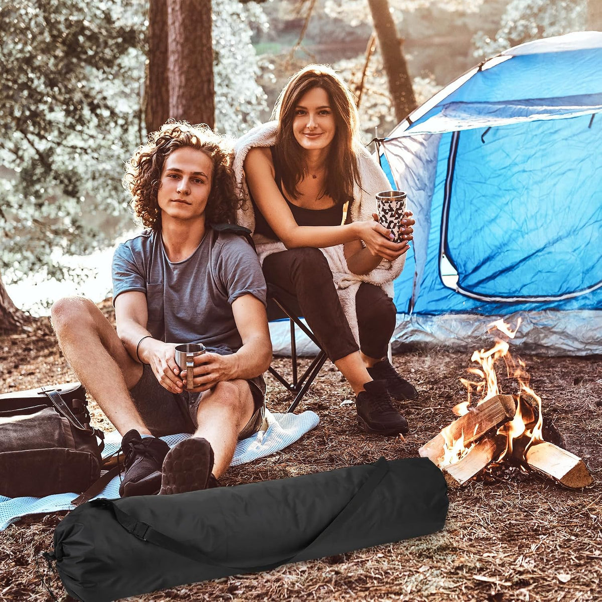 2 Pack Camping Chair Replacement Bag 37.4 Inches Portable Folding Chair Carry Bag with Shoulder Strap Nylon Large Carry Bag Heavy Duty Chair Bag for Travel Outdoor Camping Sports (No Chair Included)