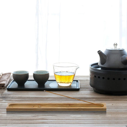 2 Pieces Natural Bamboo Incense Stick Holder Home Incent Burner with Ash Catcher