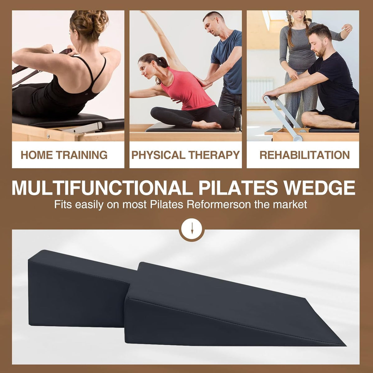 Large Upholstered Pilates Wedge for Pilates Reformer, Exercise Equipment for Pilates Reformer Machine, Workout Pad for Floor Exercises, Ideal for Home Pilates and Studio Use