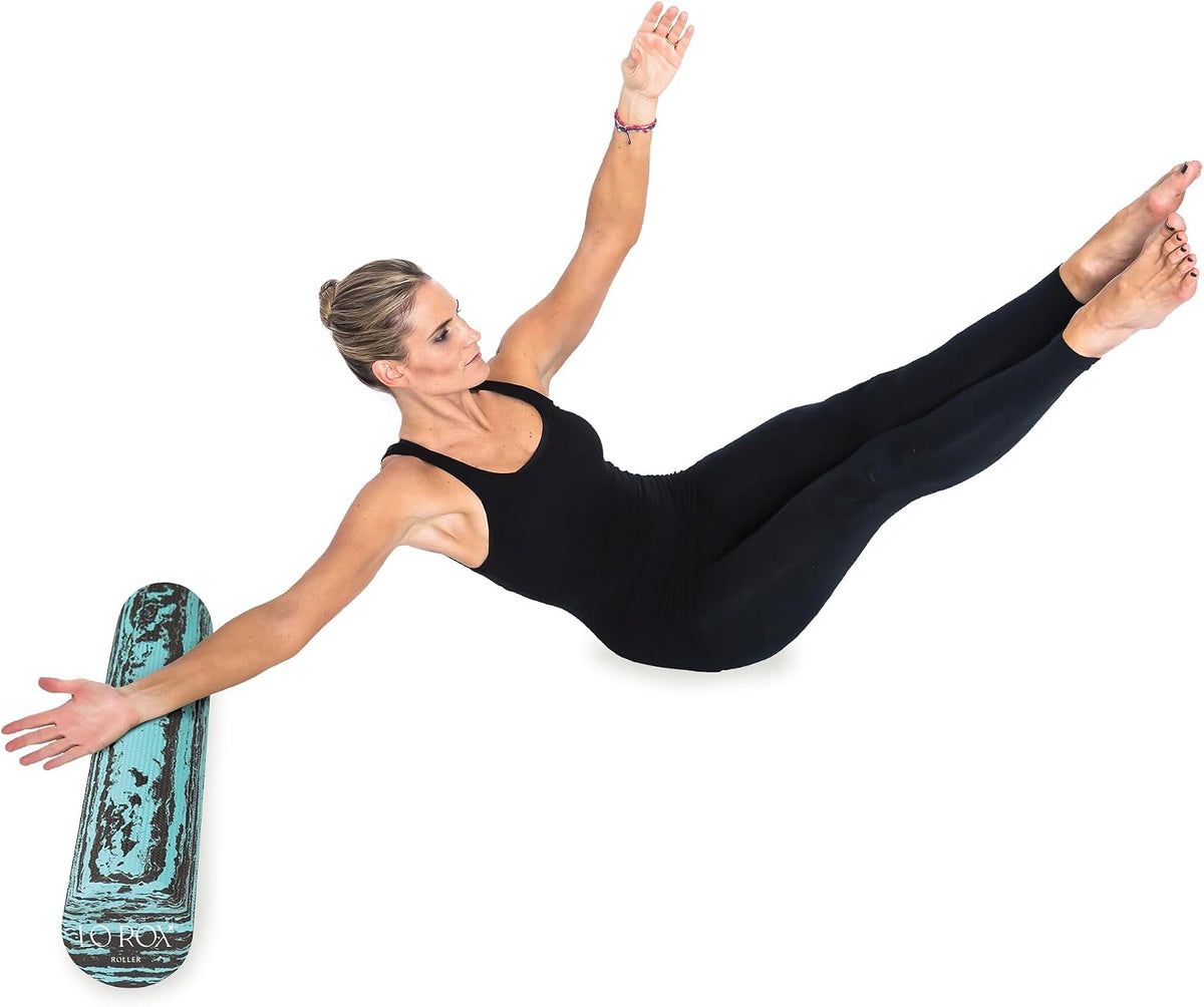 Lo Rox Foam Roller – Moderately Firm Density, Round, Teal, 36" x 6"