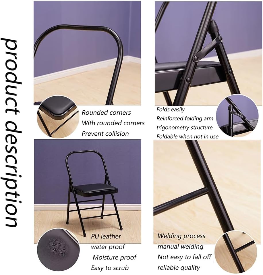 Iyengar Yoga Chair Backless Yoga Chair Pilates Chair Yoga Inversion Chair PU Fabric Foldable Balance Training 42 * 45 * 80cm,Black