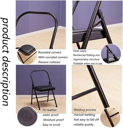 Iyengar Yoga Chair Backless Yoga Chair Pilates Chair Yoga Inversion Chair PU Fabric Foldable Balance Training 42 * 45 * 80cm,Black
