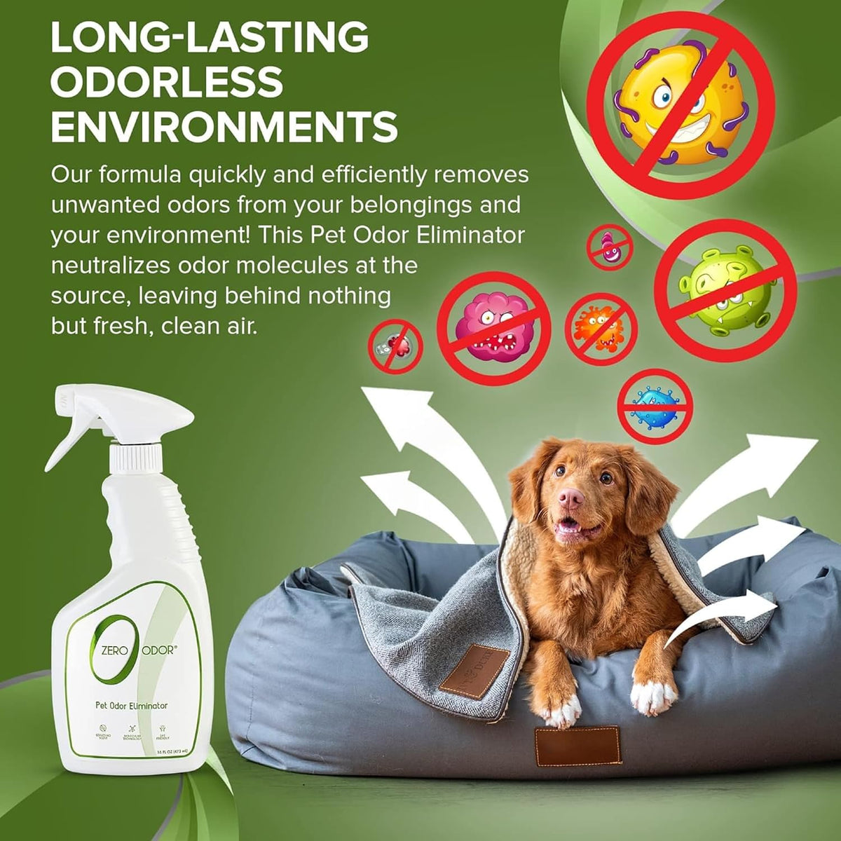 Pet Odor Eliminator Spray for Dog & Cat Urine, Carpet Deodorizer