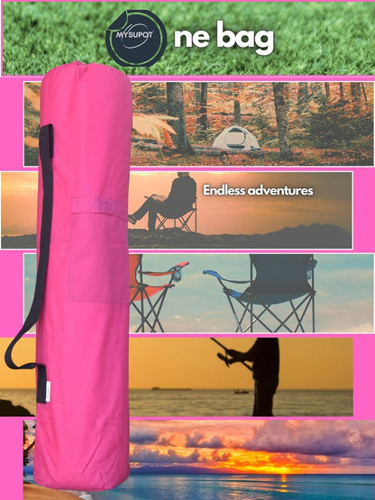 43"x9"x9" (Pink, L) Replacement Bag for Folding Camping Chair, Camp Chairs, Hammock, Yoga Mat, Beach Chair, Umbrella, Tent Bag 420D Oxford Polyester Fabric w/Side Pockets
