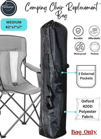 43"x9"x9" (Pink, L) Replacement Bag for Folding Camping Chair, Camp Chairs, Hammock, Yoga Mat, Beach Chair, Umbrella, Tent Bag 420D Oxford Polyester Fabric w/Side Pockets