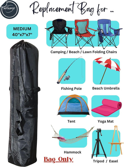 43"x9"x9" (Pink, L) Replacement Bag for Folding Camping Chair, Camp Chairs, Hammock, Yoga Mat, Beach Chair, Umbrella, Tent Bag 420D Oxford Polyester Fabric w/Side Pockets