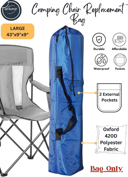 43"x9"x9" (Pink, L) Replacement Bag for Folding Camping Chair, Camp Chairs, Hammock, Yoga Mat, Beach Chair, Umbrella, Tent Bag 420D Oxford Polyester Fabric w/Side Pockets