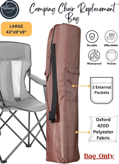 43"x9"x9" (Pink, L) Replacement Bag for Folding Camping Chair, Camp Chairs, Hammock, Yoga Mat, Beach Chair, Umbrella, Tent Bag 420D Oxford Polyester Fabric w/Side Pockets