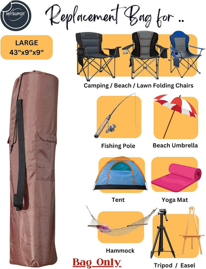 43"x9"x9" (Pink, L) Replacement Bag for Folding Camping Chair, Camp Chairs, Hammock, Yoga Mat, Beach Chair, Umbrella, Tent Bag 420D Oxford Polyester Fabric w/Side Pockets