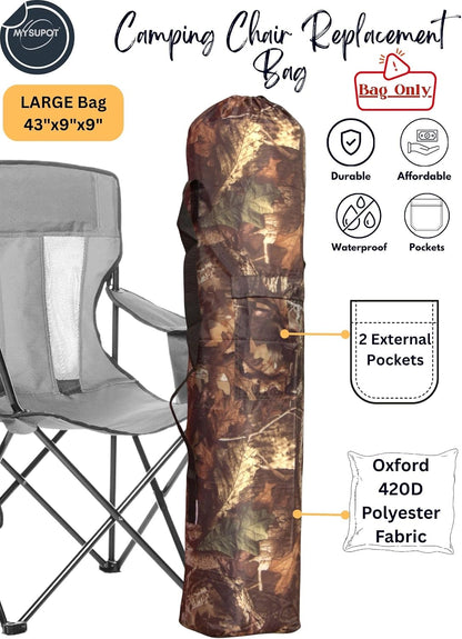 43"x9"x9" (Pink, L) Replacement Bag for Folding Camping Chair, Camp Chairs, Hammock, Yoga Mat, Beach Chair, Umbrella, Tent Bag 420D Oxford Polyester Fabric w/Side Pockets