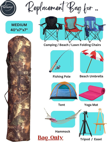 43"x9"x9" (Pink, L) Replacement Bag for Folding Camping Chair, Camp Chairs, Hammock, Yoga Mat, Beach Chair, Umbrella, Tent Bag 420D Oxford Polyester Fabric w/Side Pockets