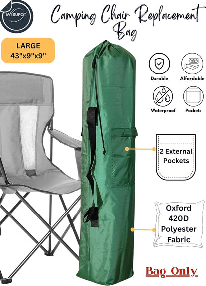 43"x9"x9" (Pink, L) Replacement Bag for Folding Camping Chair, Camp Chairs, Hammock, Yoga Mat, Beach Chair, Umbrella, Tent Bag 420D Oxford Polyester Fabric w/Side Pockets