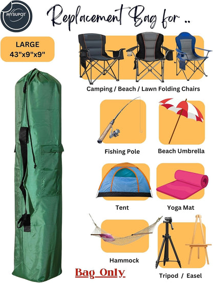 43"x9"x9" (Pink, L) Replacement Bag for Folding Camping Chair, Camp Chairs, Hammock, Yoga Mat, Beach Chair, Umbrella, Tent Bag 420D Oxford Polyester Fabric w/Side Pockets
