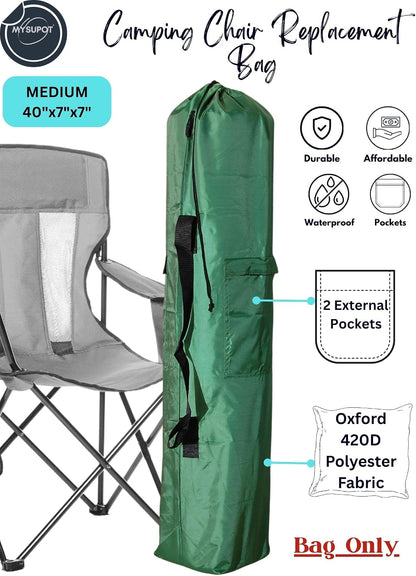 43"x9"x9" (Pink, L) Replacement Bag for Folding Camping Chair, Camp Chairs, Hammock, Yoga Mat, Beach Chair, Umbrella, Tent Bag 420D Oxford Polyester Fabric w/Side Pockets