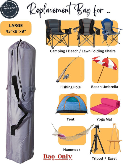 43"x9"x9" (Pink, L) Replacement Bag for Folding Camping Chair, Camp Chairs, Hammock, Yoga Mat, Beach Chair, Umbrella, Tent Bag 420D Oxford Polyester Fabric w/Side Pockets