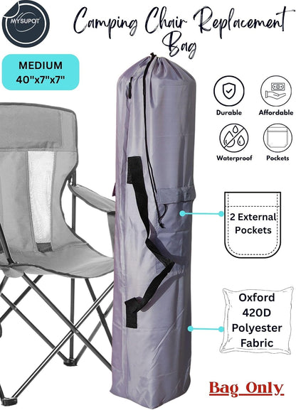 43"x9"x9" (Pink, L) Replacement Bag for Folding Camping Chair, Camp Chairs, Hammock, Yoga Mat, Beach Chair, Umbrella, Tent Bag 420D Oxford Polyester Fabric w/Side Pockets
