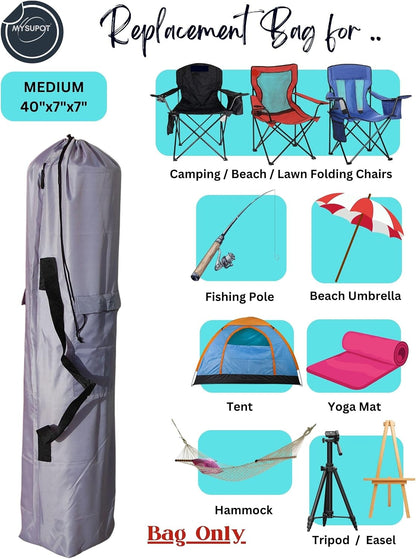43"x9"x9" (Pink, L) Replacement Bag for Folding Camping Chair, Camp Chairs, Hammock, Yoga Mat, Beach Chair, Umbrella, Tent Bag 420D Oxford Polyester Fabric w/Side Pockets