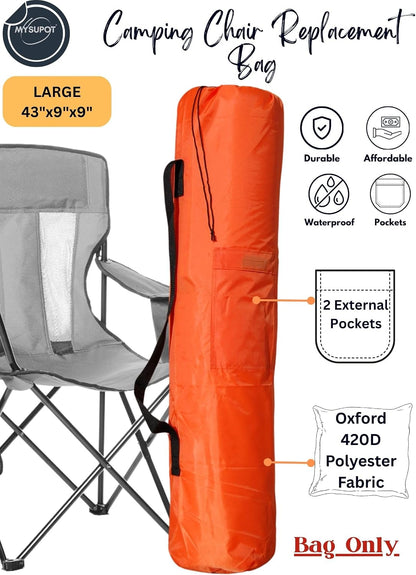 43"x9"x9" (Pink, L) Replacement Bag for Folding Camping Chair, Camp Chairs, Hammock, Yoga Mat, Beach Chair, Umbrella, Tent Bag 420D Oxford Polyester Fabric w/Side Pockets