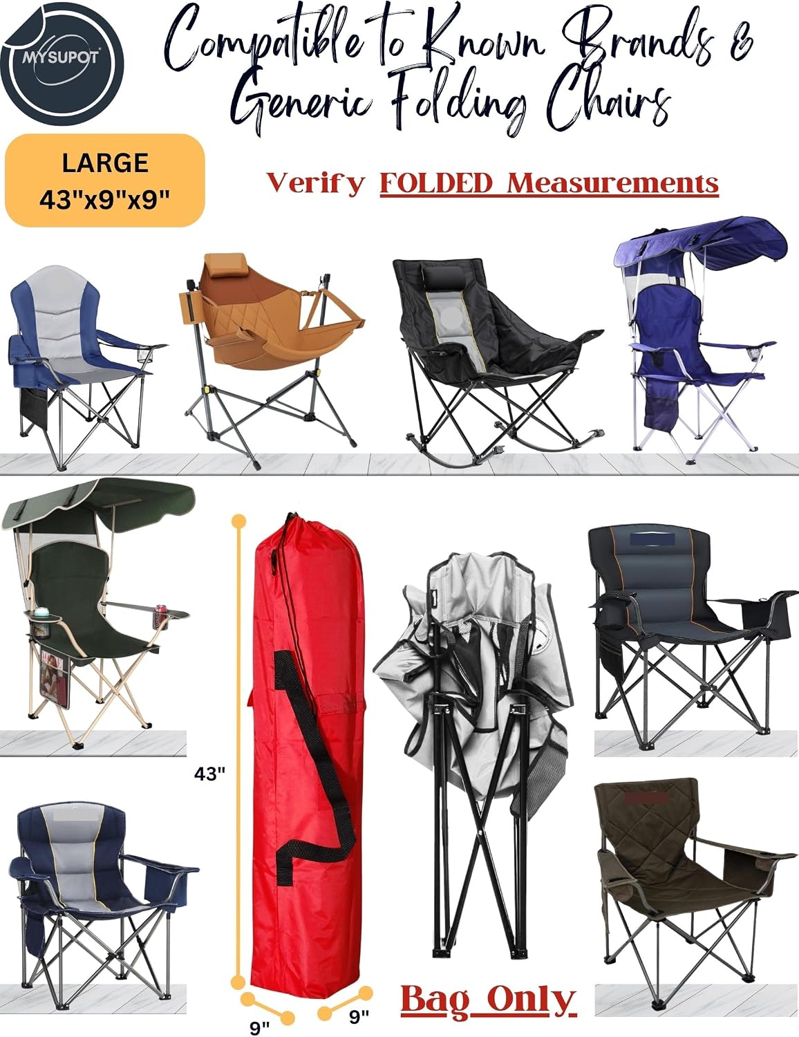 43"x9"x9" (Pink, L) Replacement Bag for Folding Camping Chair, Camp Chairs, Hammock, Yoga Mat, Beach Chair, Umbrella, Tent Bag 420D Oxford Polyester Fabric w/Side Pockets