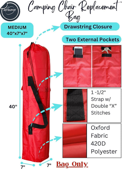 43"x9"x9" (Pink, L) Replacement Bag for Folding Camping Chair, Camp Chairs, Hammock, Yoga Mat, Beach Chair, Umbrella, Tent Bag 420D Oxford Polyester Fabric w/Side Pockets